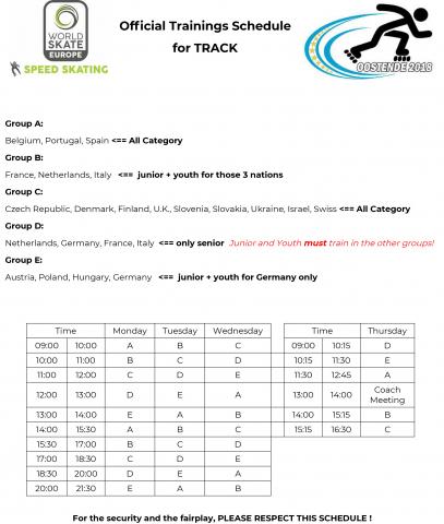 Training Schedule Track